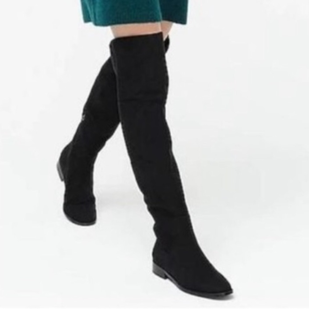 J.Crew Factory Women Size 7 Black Faux Microsuede Classic Over-the-knee Boots